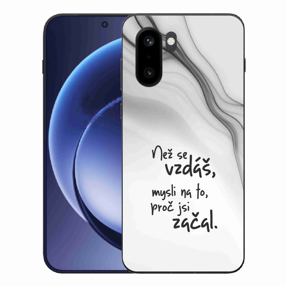 Gelový kryt mmCase na One Plus 15R - citát 2 bílé pozadí