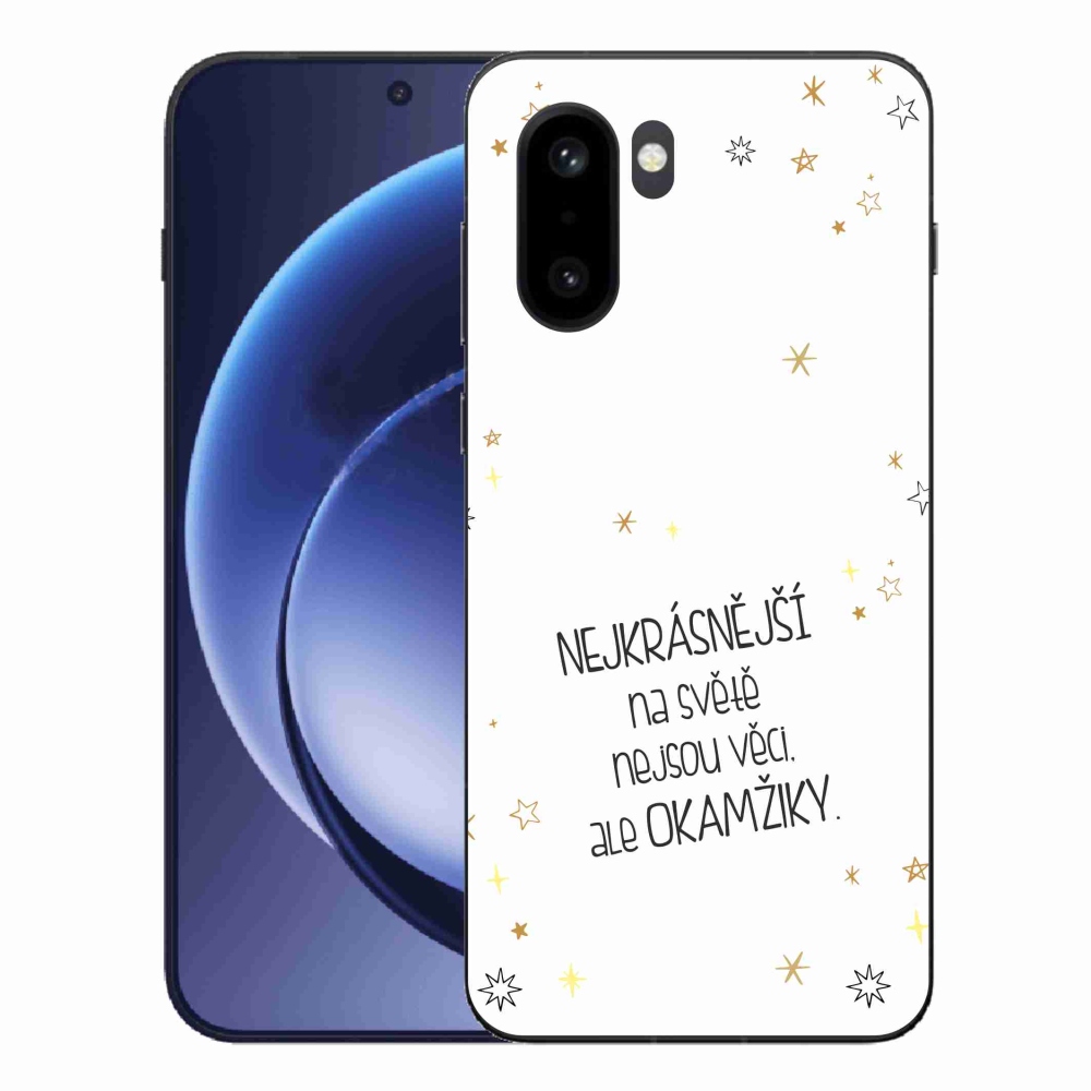 Gelový kryt mmCase na One Plus 15R - citát 4 bílé pozadí