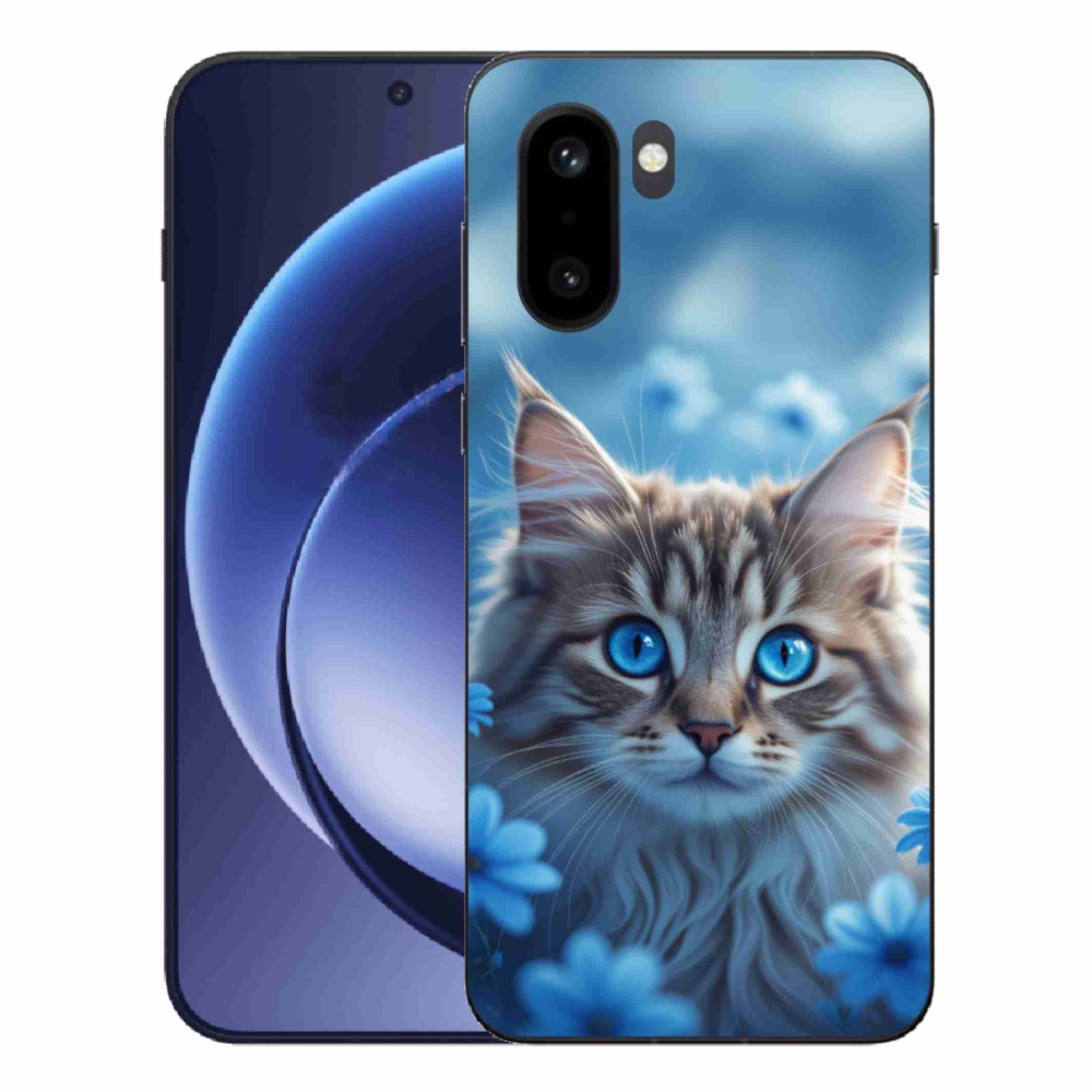 Gelový kryt mmCase na One Plus 15R - koťátko v modrých květech