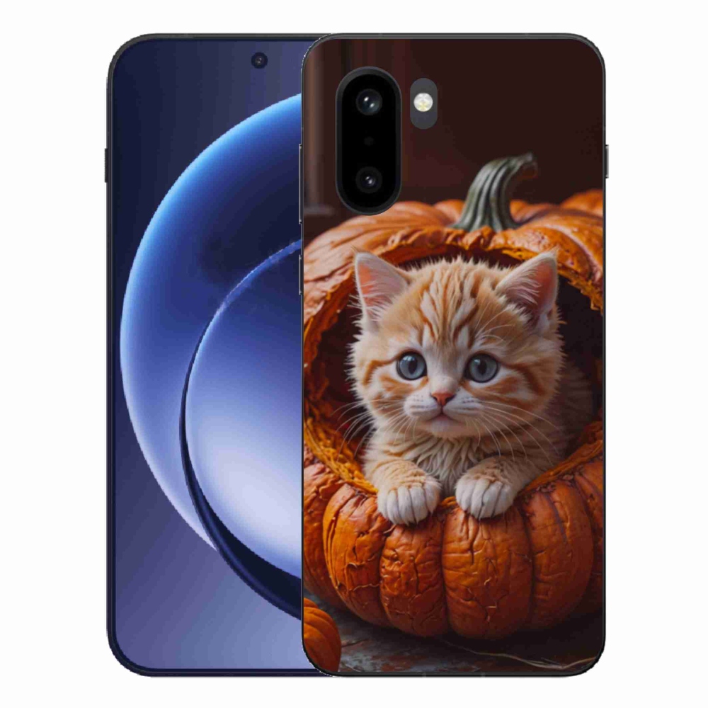 Gelový kryt mmCase na One Plus 15R - kotě a dýně 2