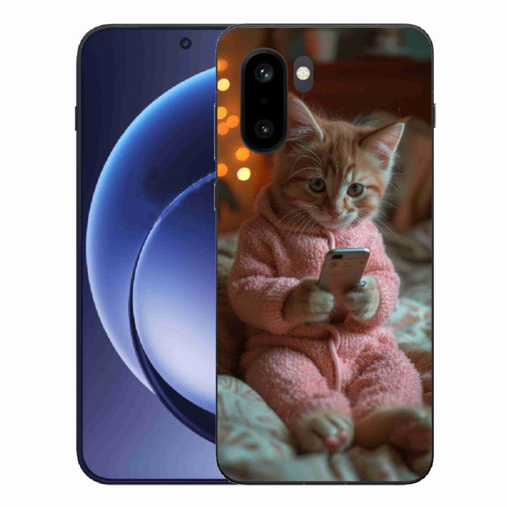 Gelový kryt mmCase na One Plus 15R - kotě s mobilem