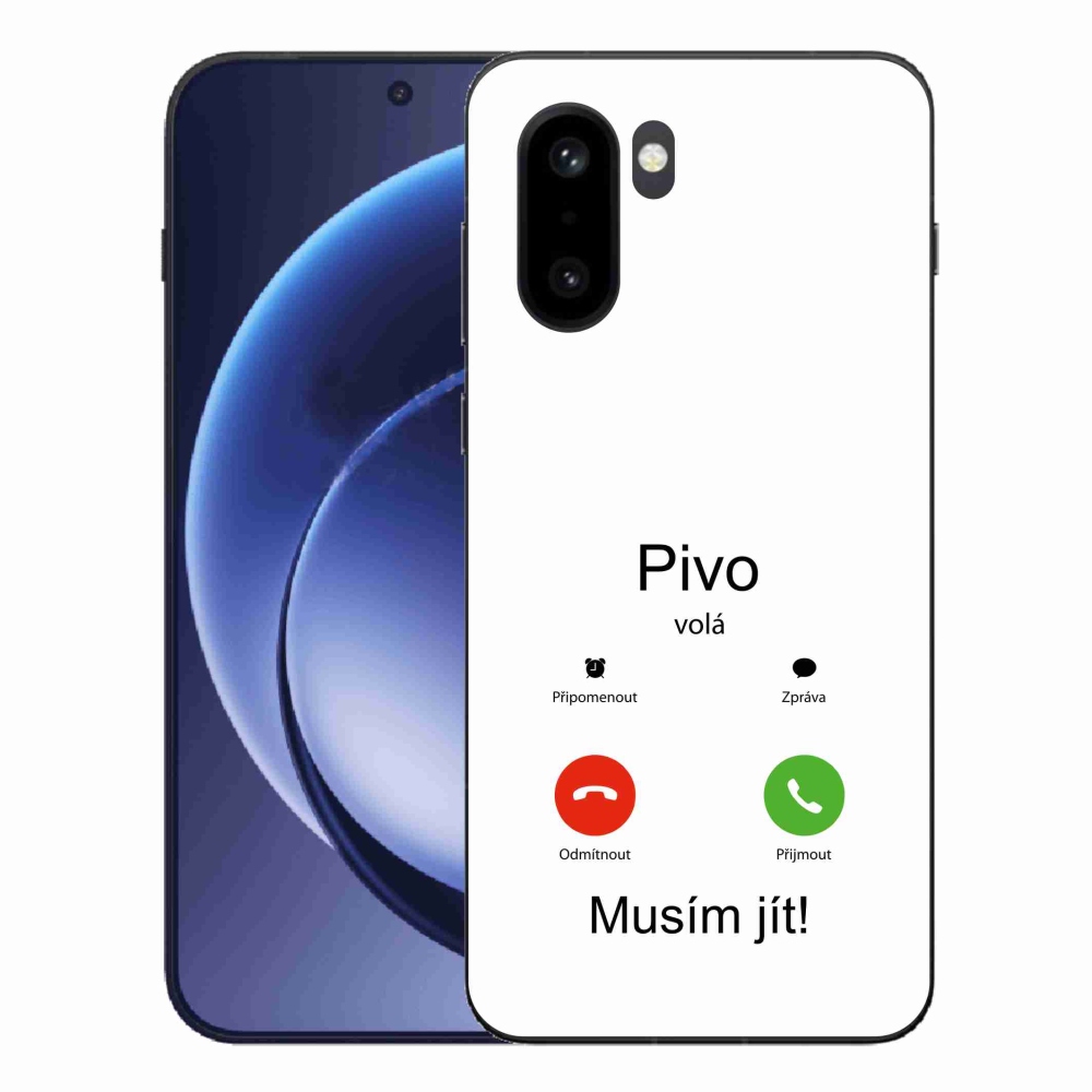 Gelový kryt mmCase na One Plus 15R - pivo volá bílé pozadí