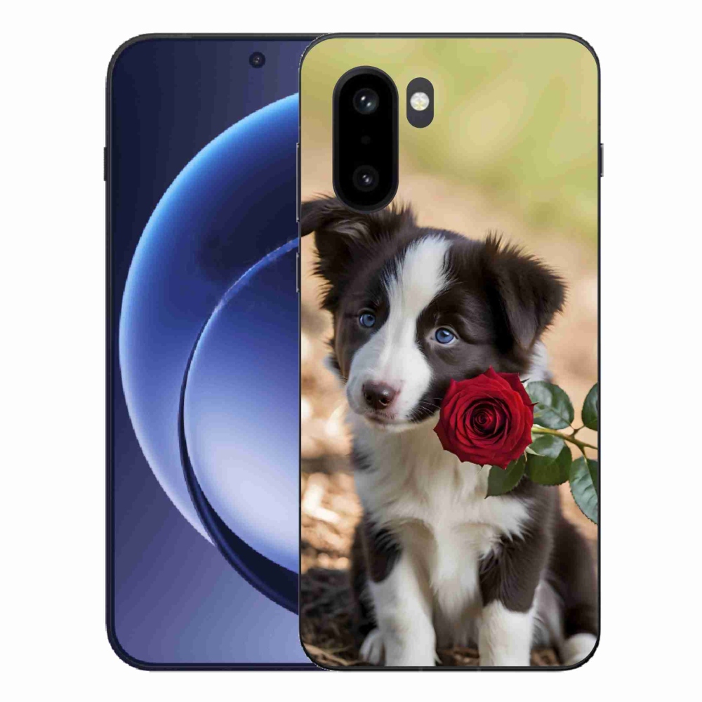 Gelový kryt mmCase na One Plus 15R - roztomilá border kolie s růží