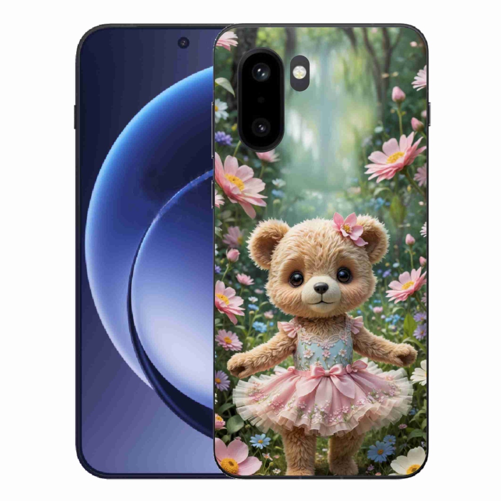 Gelový kryt mmCase na One Plus 15R - roztomilý medvídek v květinách
