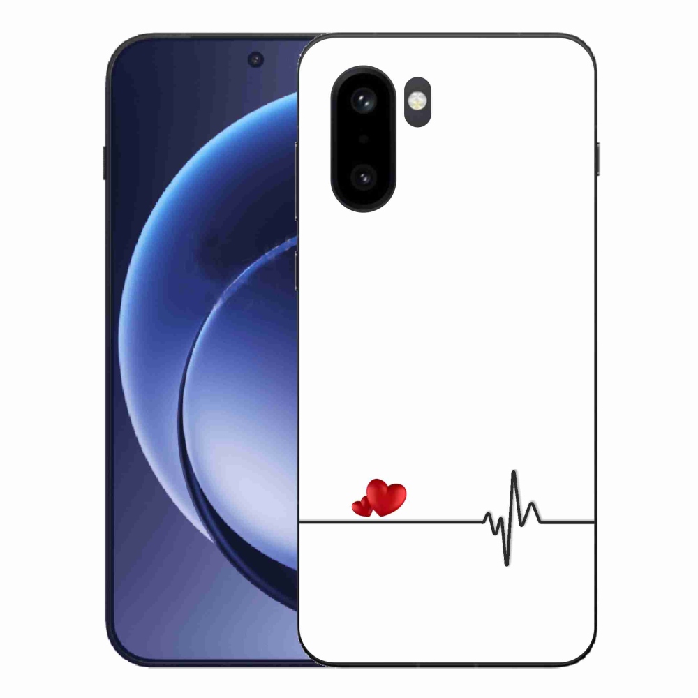 Gelový kryt mmCase na One Plus 15R - srdce a tep bílé pozadí