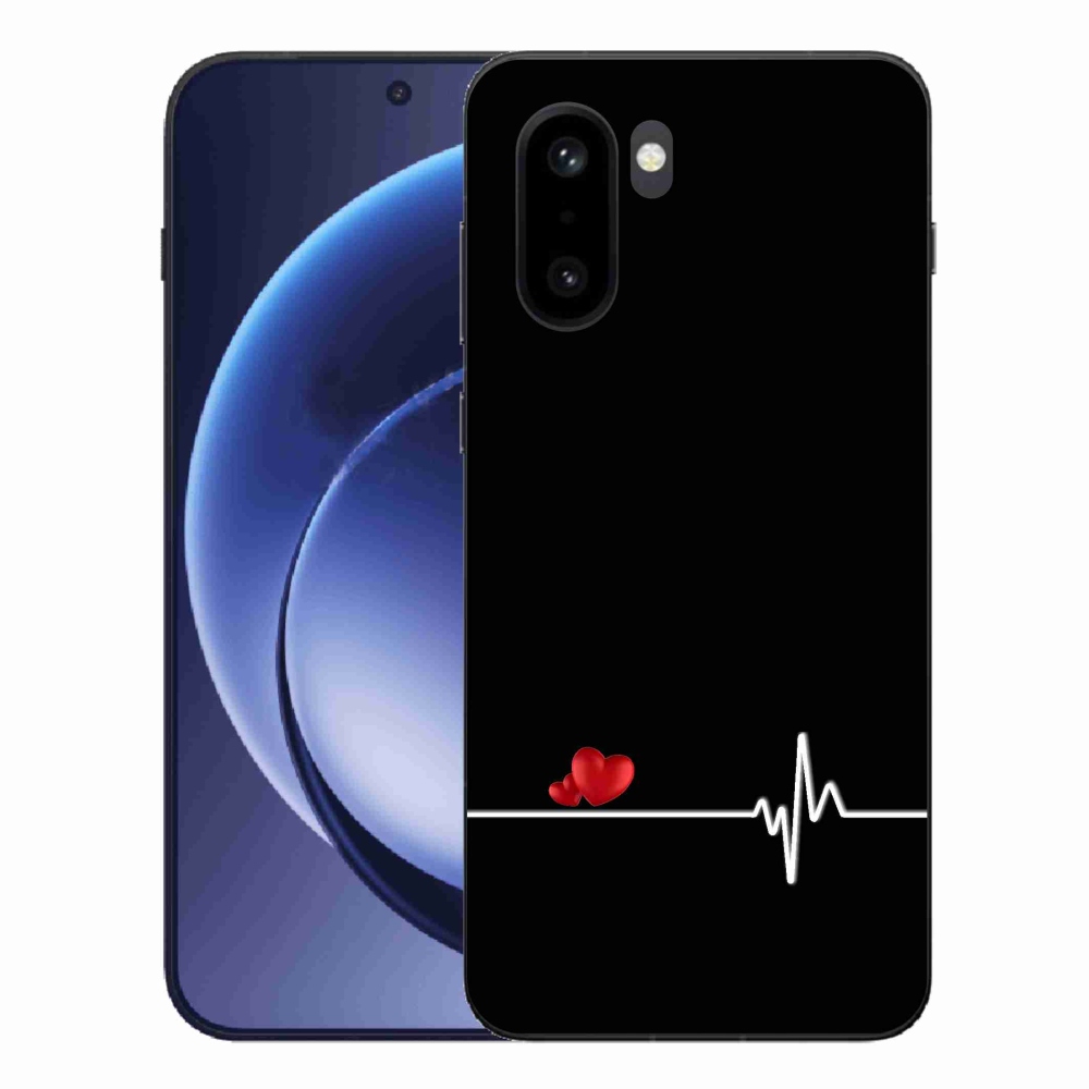 Gelový kryt mmCase na One Plus 15R - srdce a tep černé pozadí
