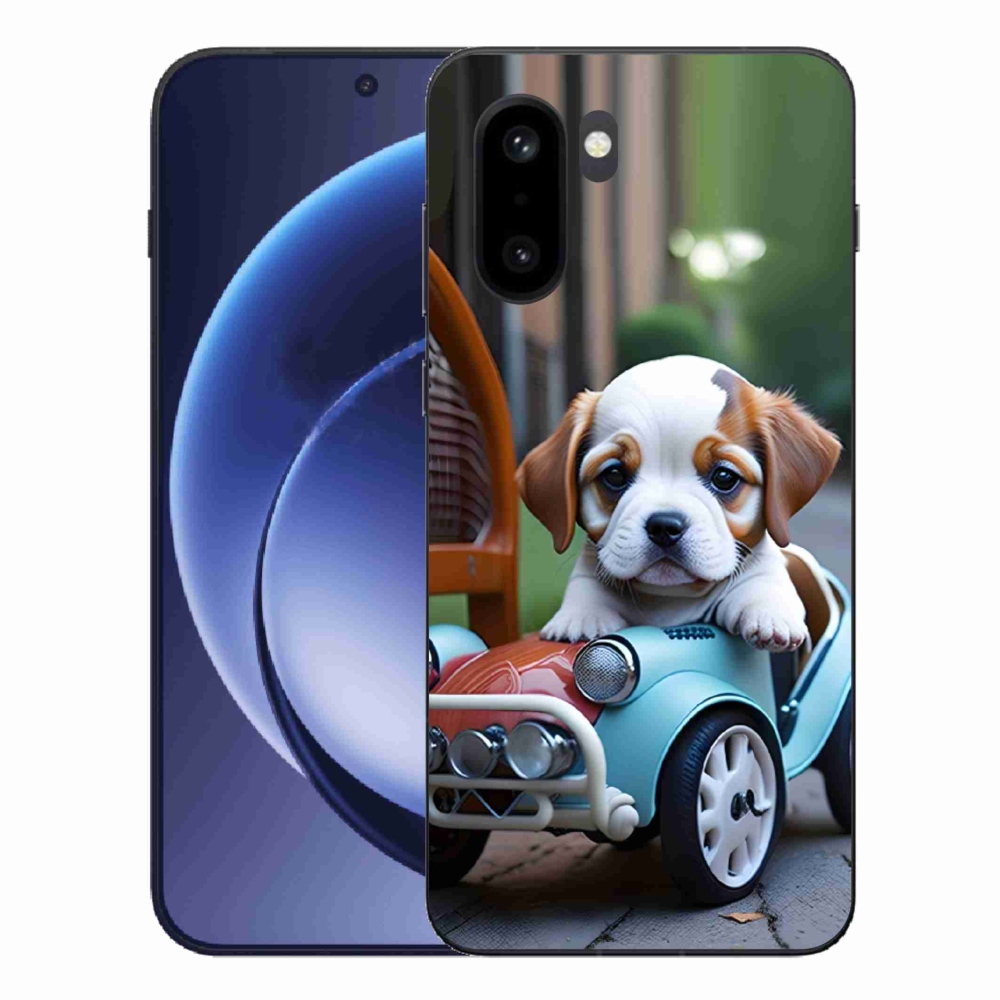 Gelový kryt mmCase na One Plus 15R - štěně v retro autě