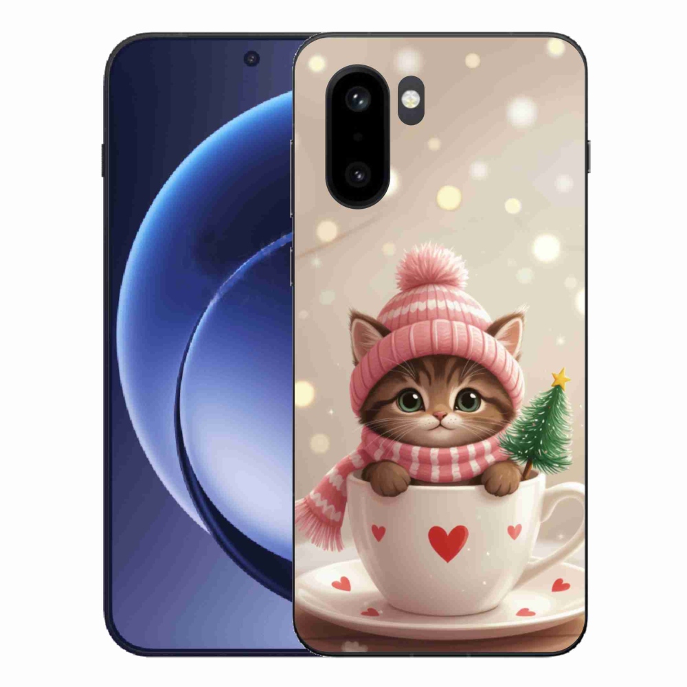 Gelový kryt mmCase na One Plus 15R - vánoční kotě v hrnku