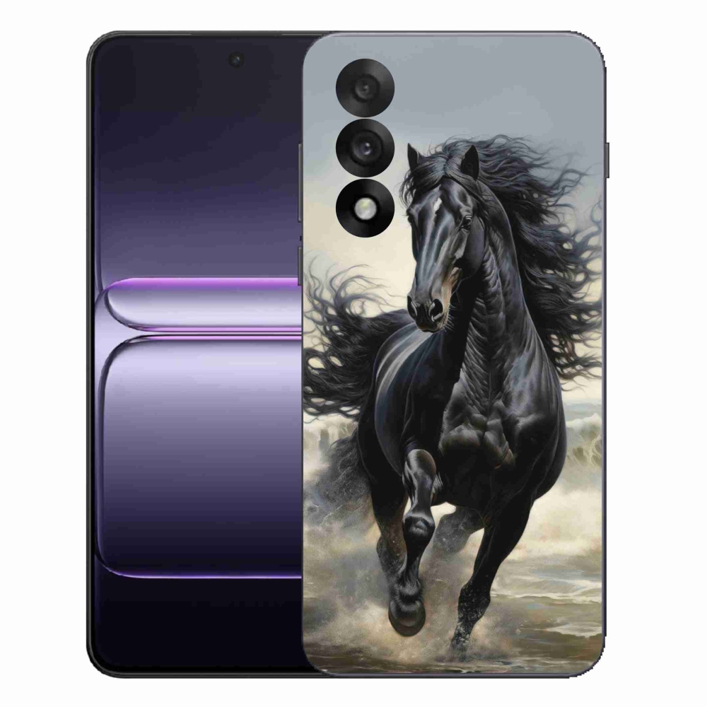 Gelový kryt mmCase na One Plus Nord 5 - běžící černý kůň