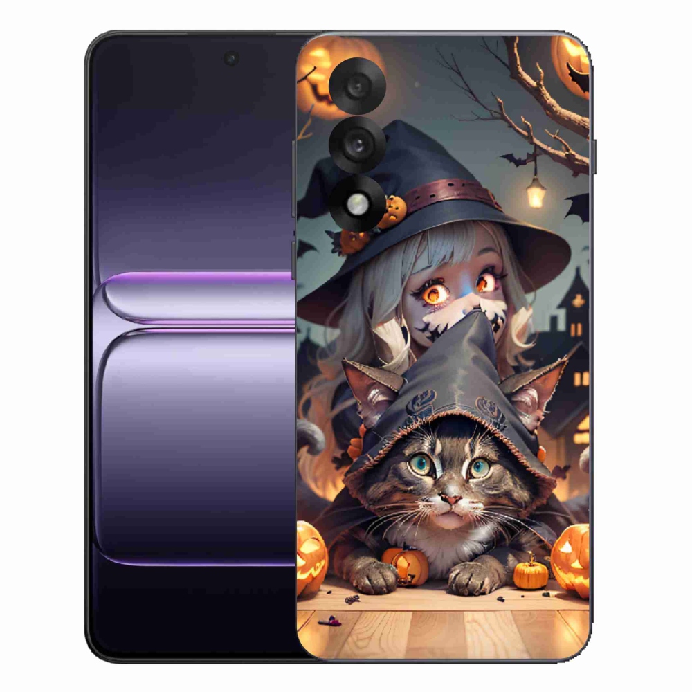 Gelový kryt mmCase na One Plus Nord 5 - čarodějnice s kočkou
