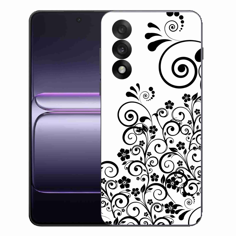 Gelový kryt mmCase na One Plus Nord 5 - černobílé květinové vzory