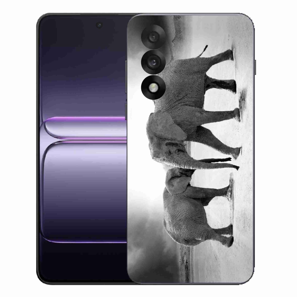 Gelový kryt mmCase na One Plus Nord 5 - černobílí sloni