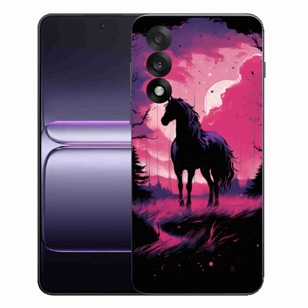 Gelový kryt mmCase na One Plus Nord 5 - černý kreslený kůň 1