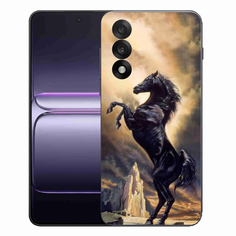 Gelový kryt mmCase na One Plus Nord 5 - černý kreslený kůň