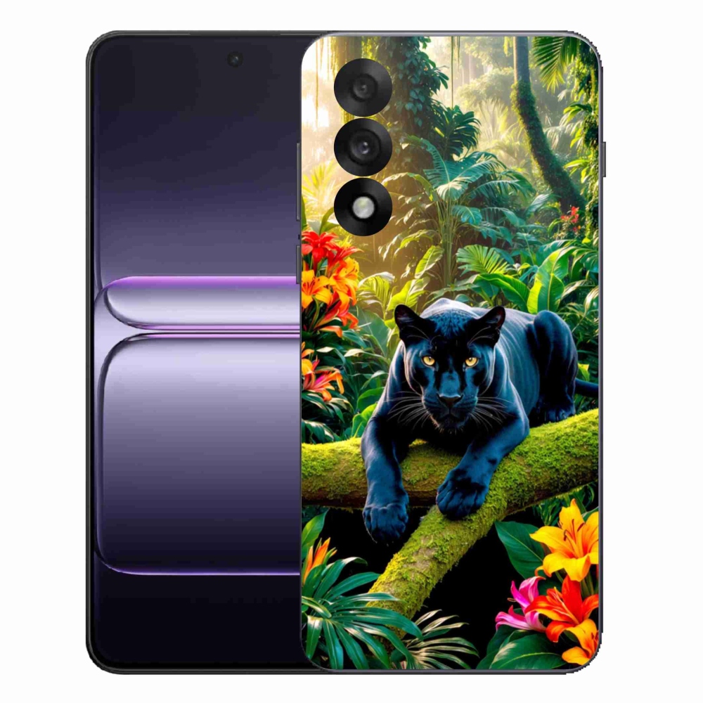 Gelový kryt mmCase na One Plus Nord 5 - černý panter v džungli