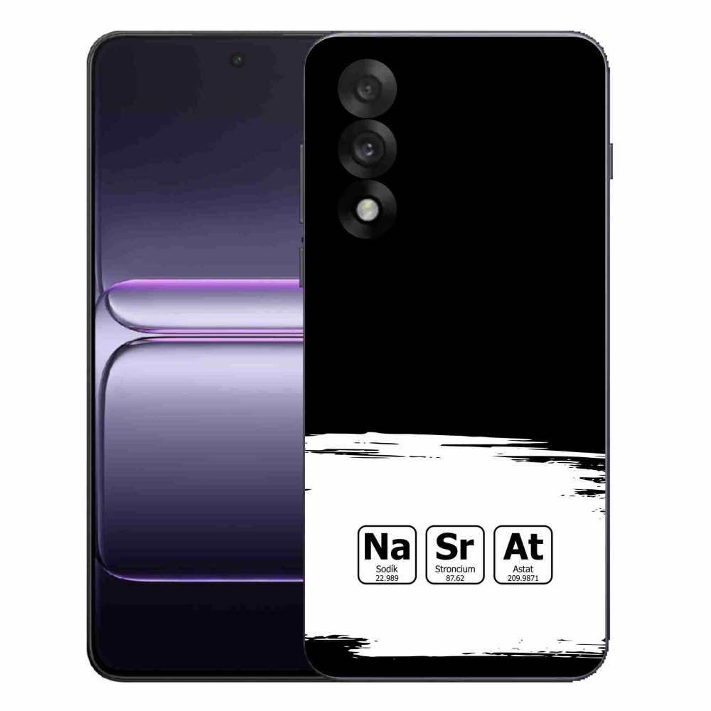 Gelový kryt mmCase na One Plus Nord 5 - chemické prvky bíločerné pozadí