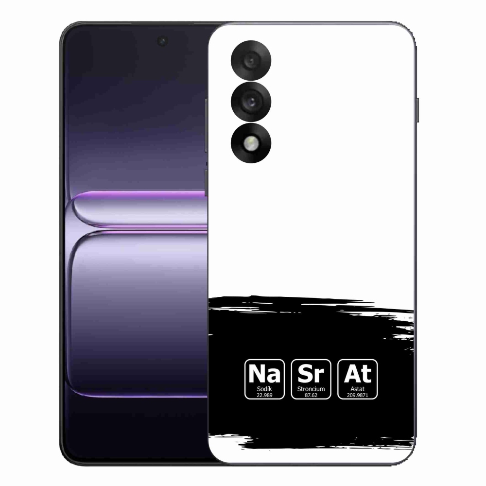 Gelový kryt mmCase na One Plus Nord 5 - chemické prvky černobílé pozadí