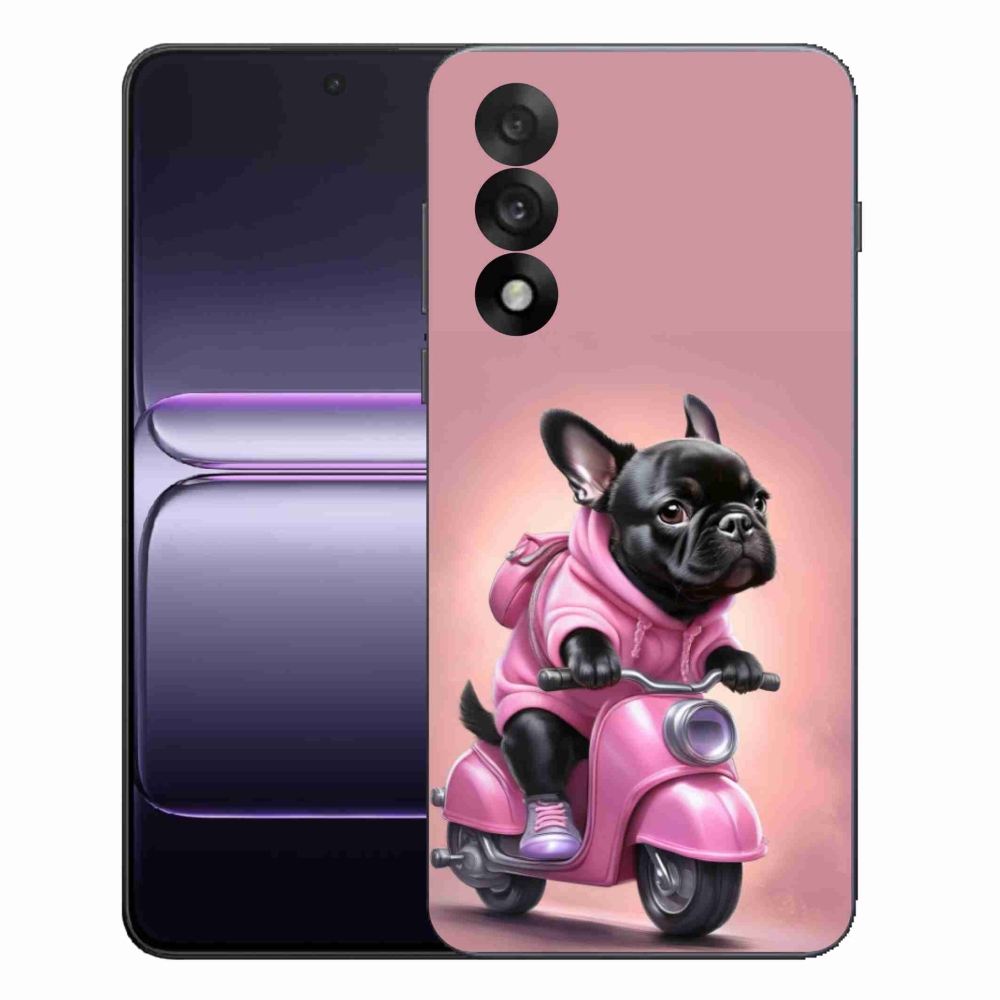 Gelový kryt mmCase na One Plus Nord 5 - francouzský buldoček na skútru