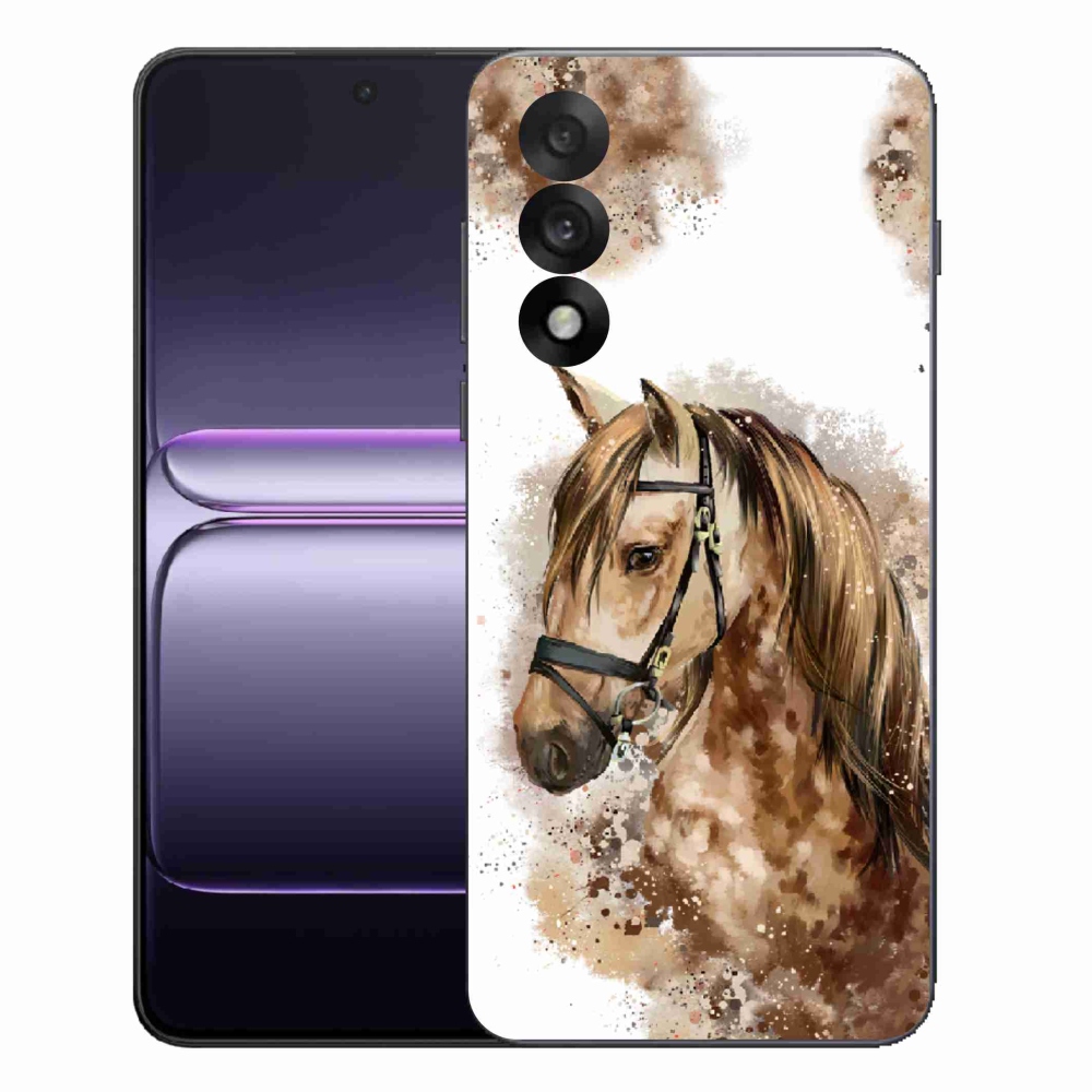 Gelový kryt mmCase na One Plus Nord 5 - hnědý kreslený kůň