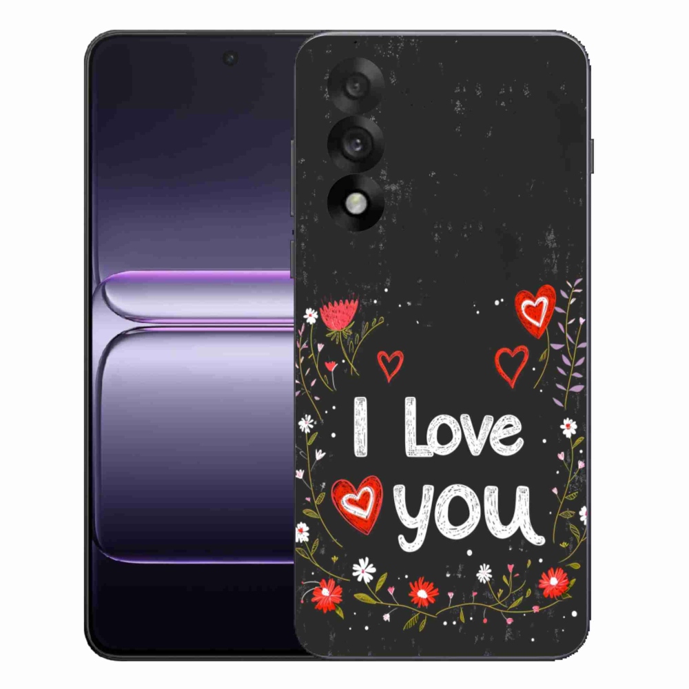 Gelový kryt mmCase na One Plus Nord 5 - I love you černé pozadí