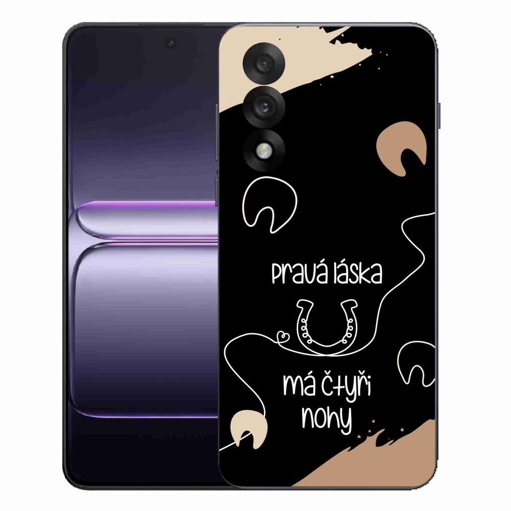 Gelový kryt mmCase na One Plus Nord 5 - koňský motiv černé pozadí