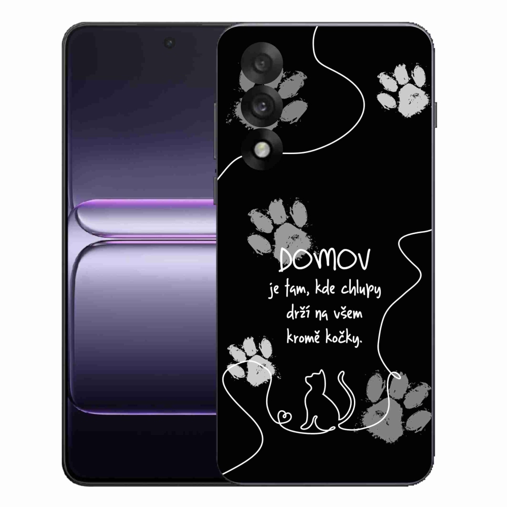 Gelový kryt mmCase na One Plus Nord 5 - kočičí motiv černé pozadí