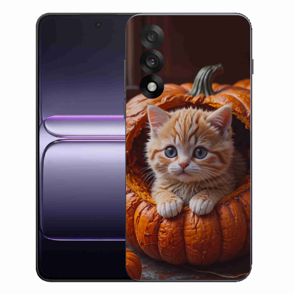 Gelový kryt mmCase na One Plus Nord 5 - kotě a dýně 2