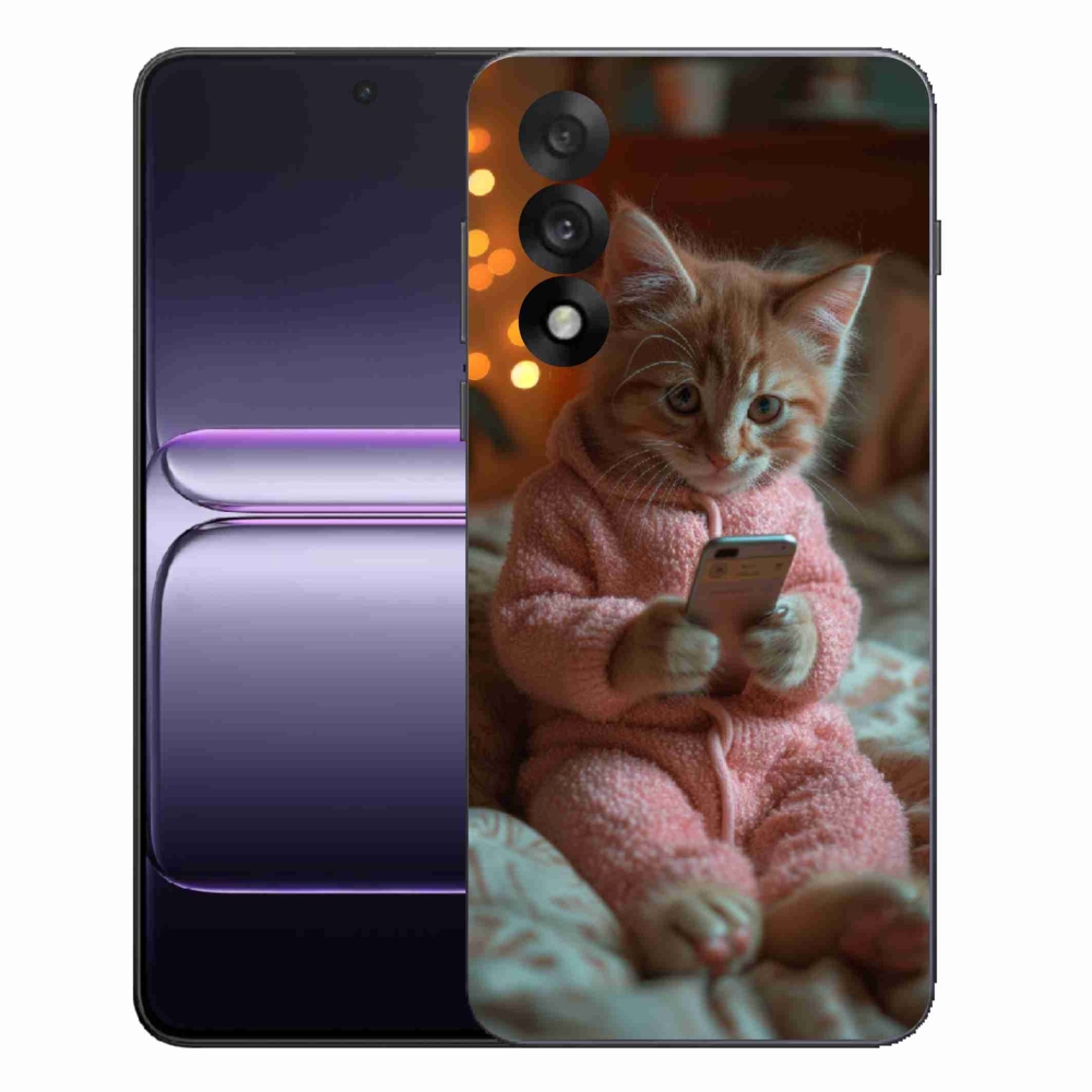 Gelový kryt mmCase na One Plus Nord 5 - kotě s mobilem