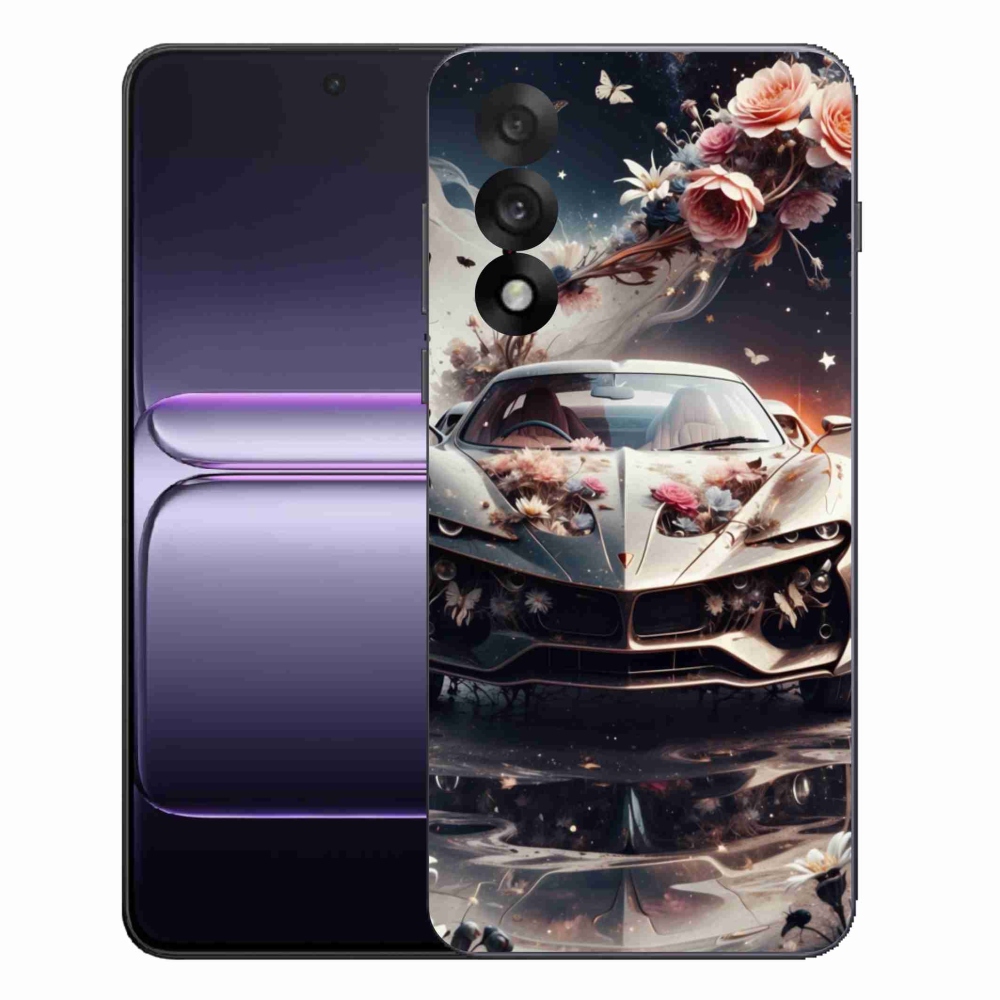 Gelový kryt mmCase na One Plus Nord 5 - květinový sportovní vůz