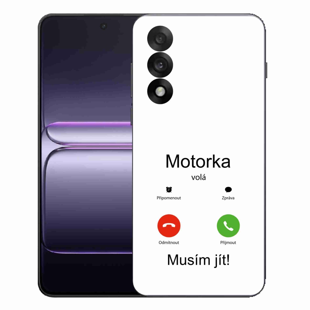 Gelový kryt mmCase na One Plus Nord 5 - motorka volá bílé pozadí