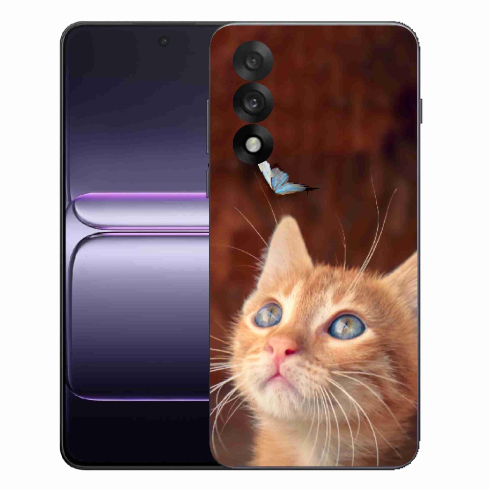 Gelový kryt mmCase na One Plus Nord 5 - motýl a kotě