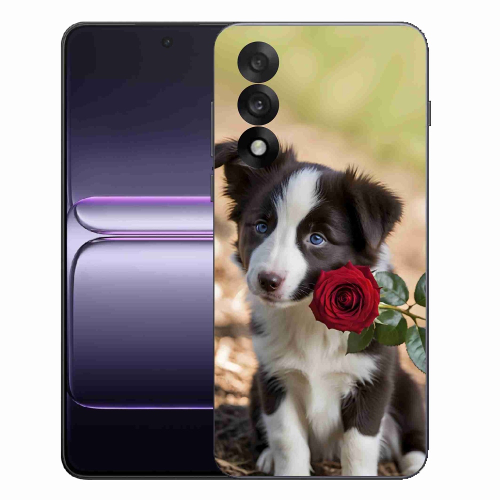 Gelový kryt mmCase na One Plus Nord 5 - roztomilá border kolie s růží