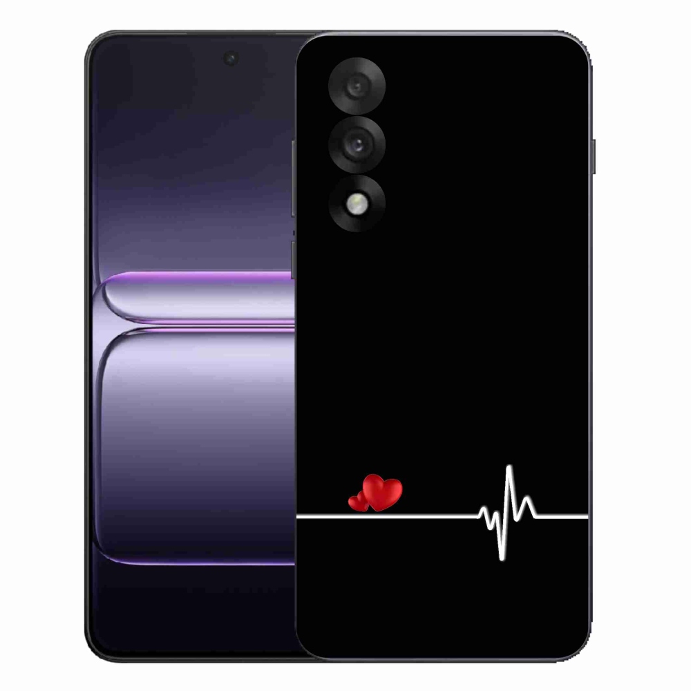 Gelový kryt mmCase na One Plus Nord 5 - srdce a tep černé pozadí