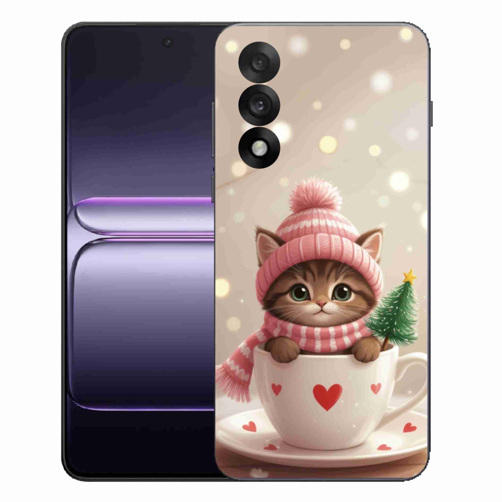 Gelový kryt mmCase na One Plus Nord 5 - vánoční kotě v hrnku