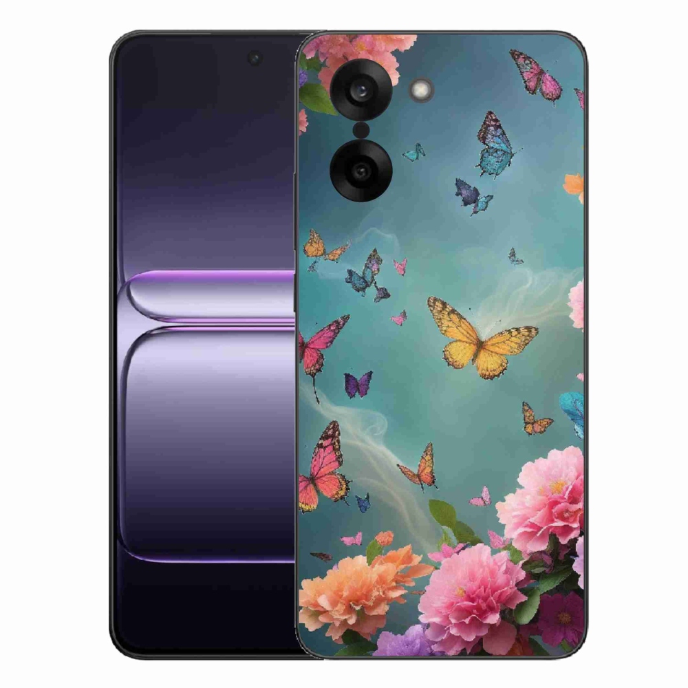 Gelový kryt mmCase na One Plus Nord CE5 - barevné květy a motýli