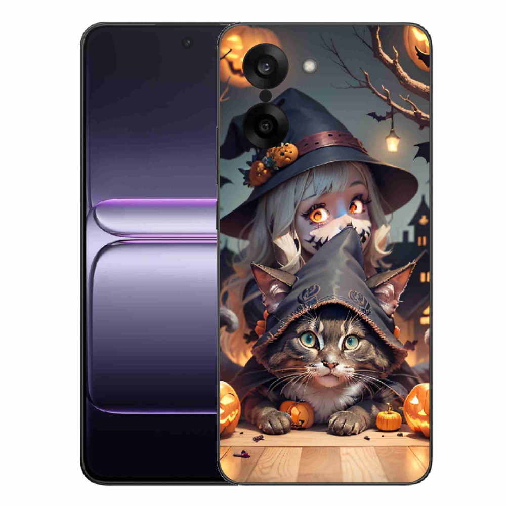 Gelový kryt mmCase na One Plus Nord CE5 - čarodějnice s kočkou