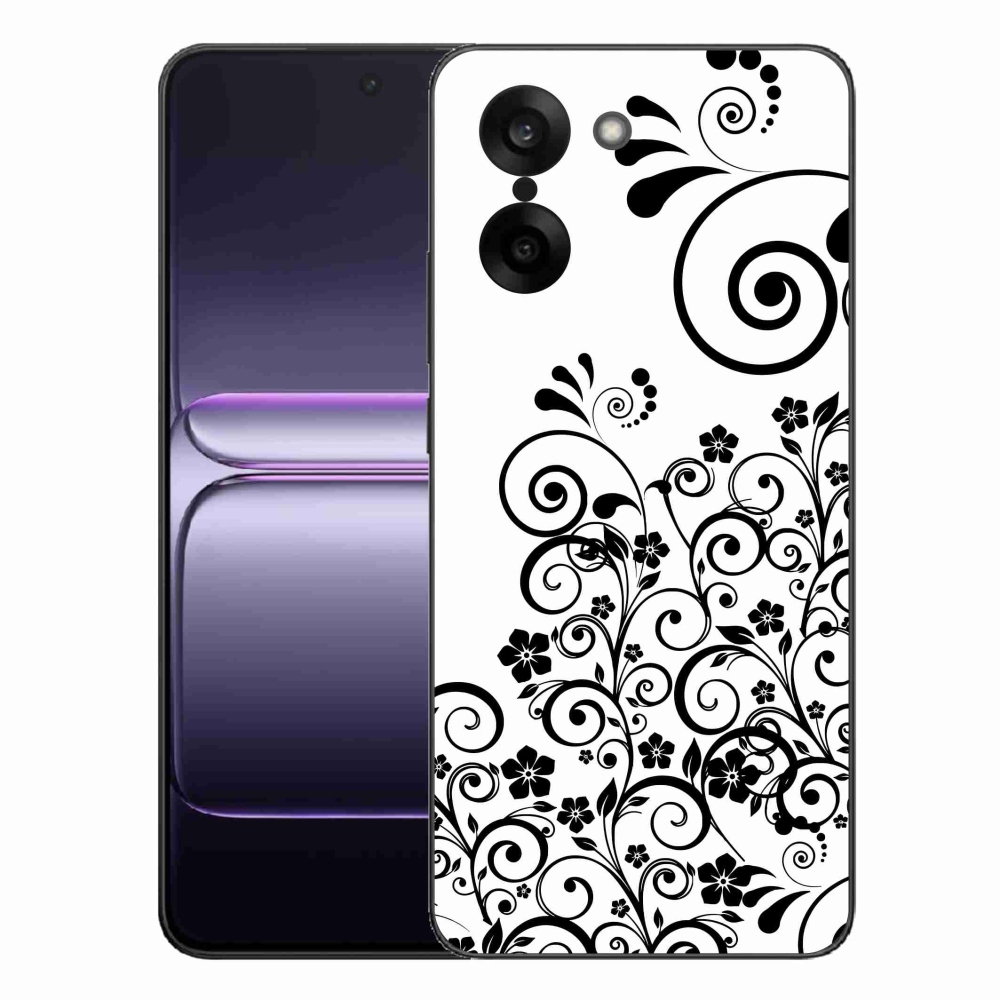 Gelový kryt mmCase na One Plus Nord CE5 - černobílé květinové vzory