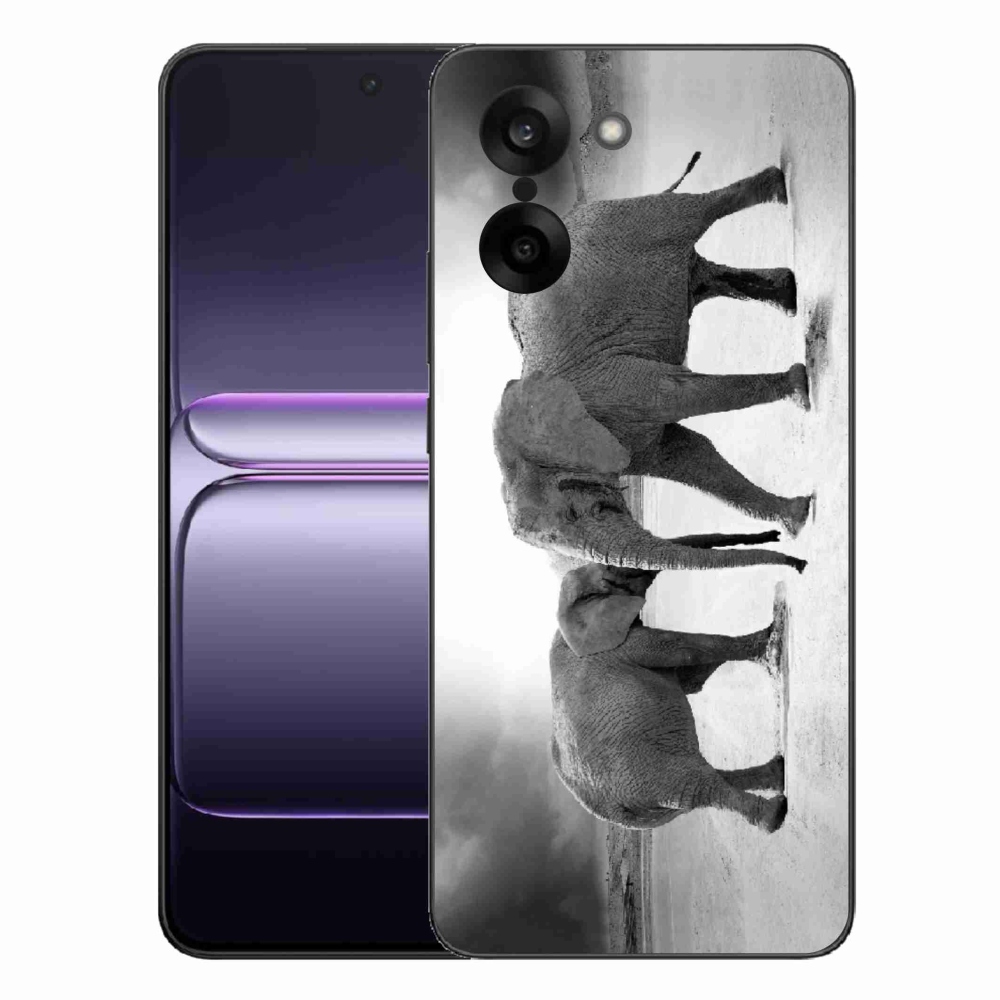 Gelový kryt mmCase na One Plus Nord CE5 - černobílí sloni