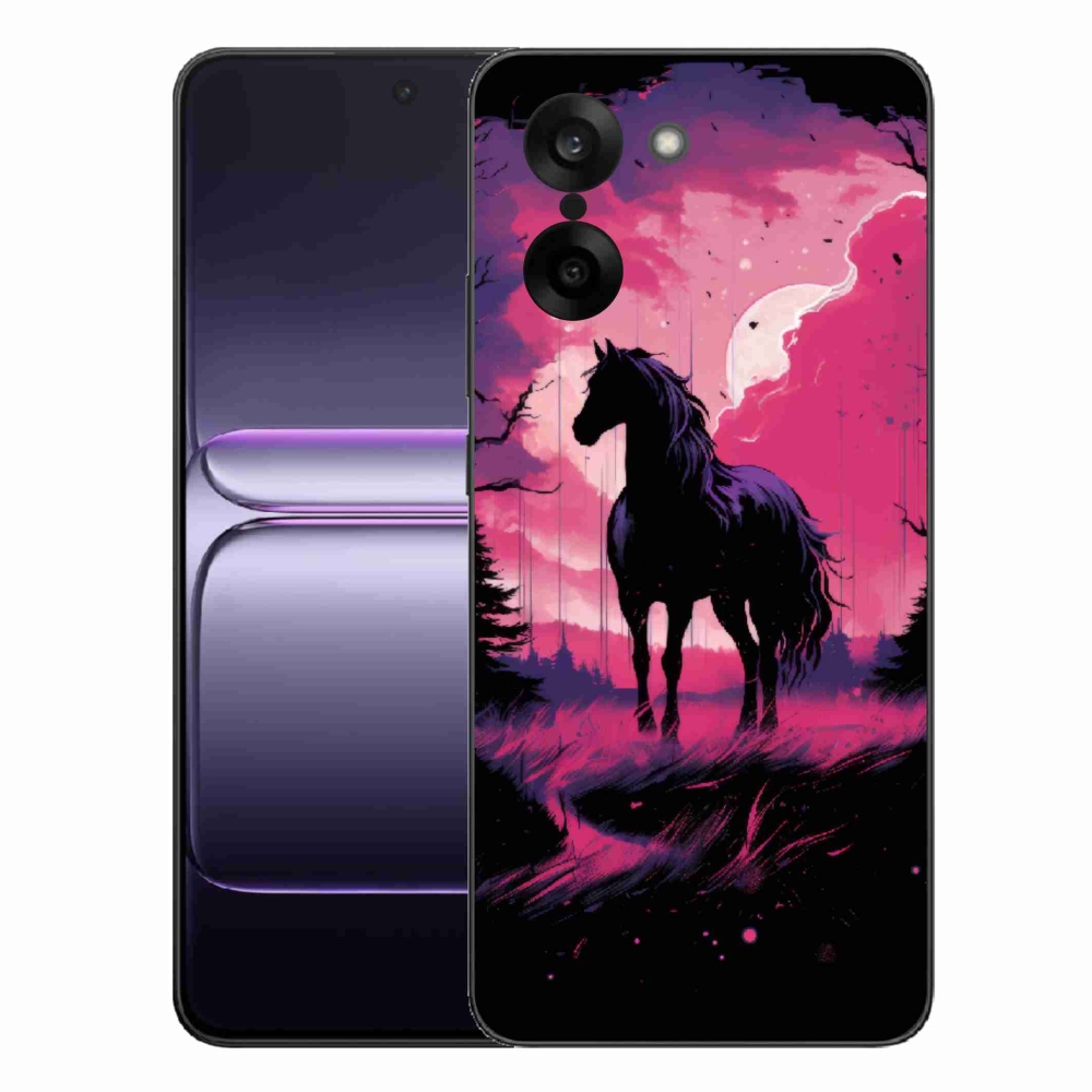 Gelový kryt mmCase na One Plus Nord CE5 - černý kreslený kůň 1