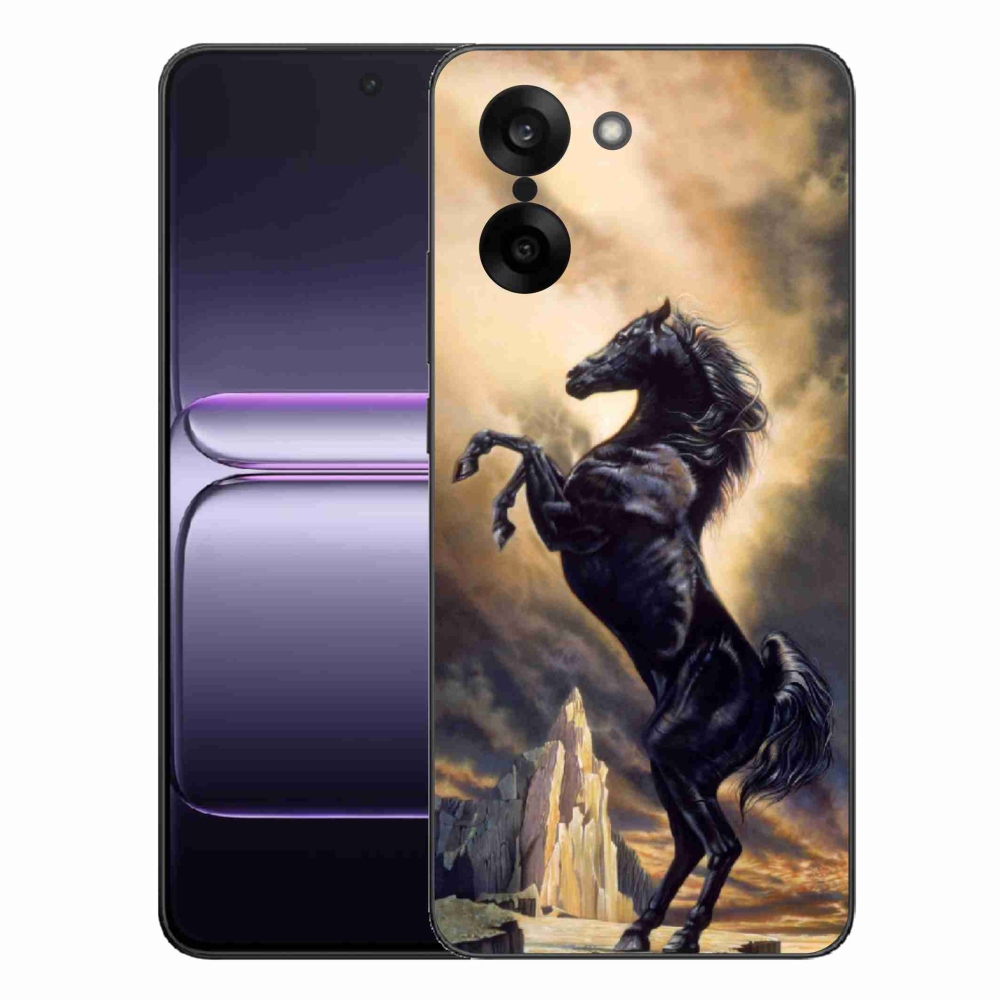 Gelový kryt mmCase na One Plus Nord CE5 - černý kreslený kůň