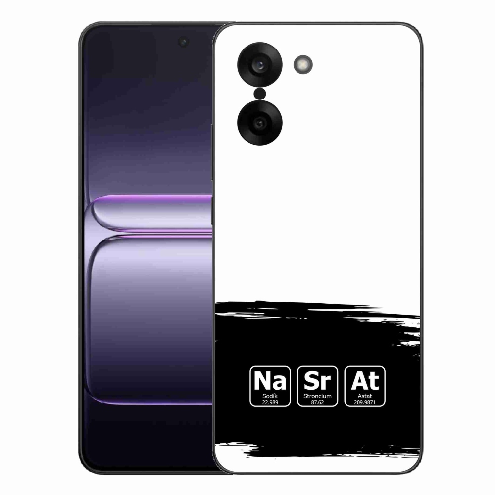 Gelový kryt mmCase na One Plus Nord CE5 - chemické prvky černobílé pozadí