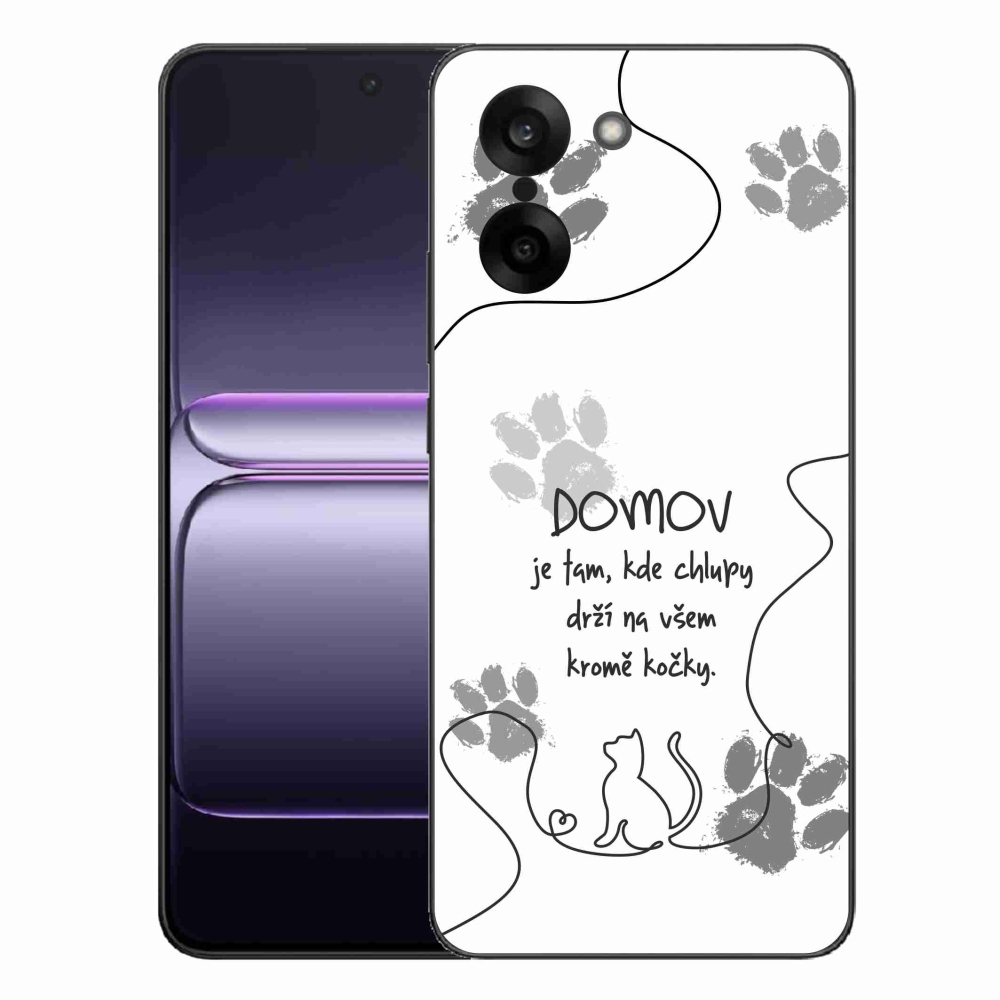 Gelový kryt mmCase na One Plus Nord CE5 - kočičí motiv bílé pozadí