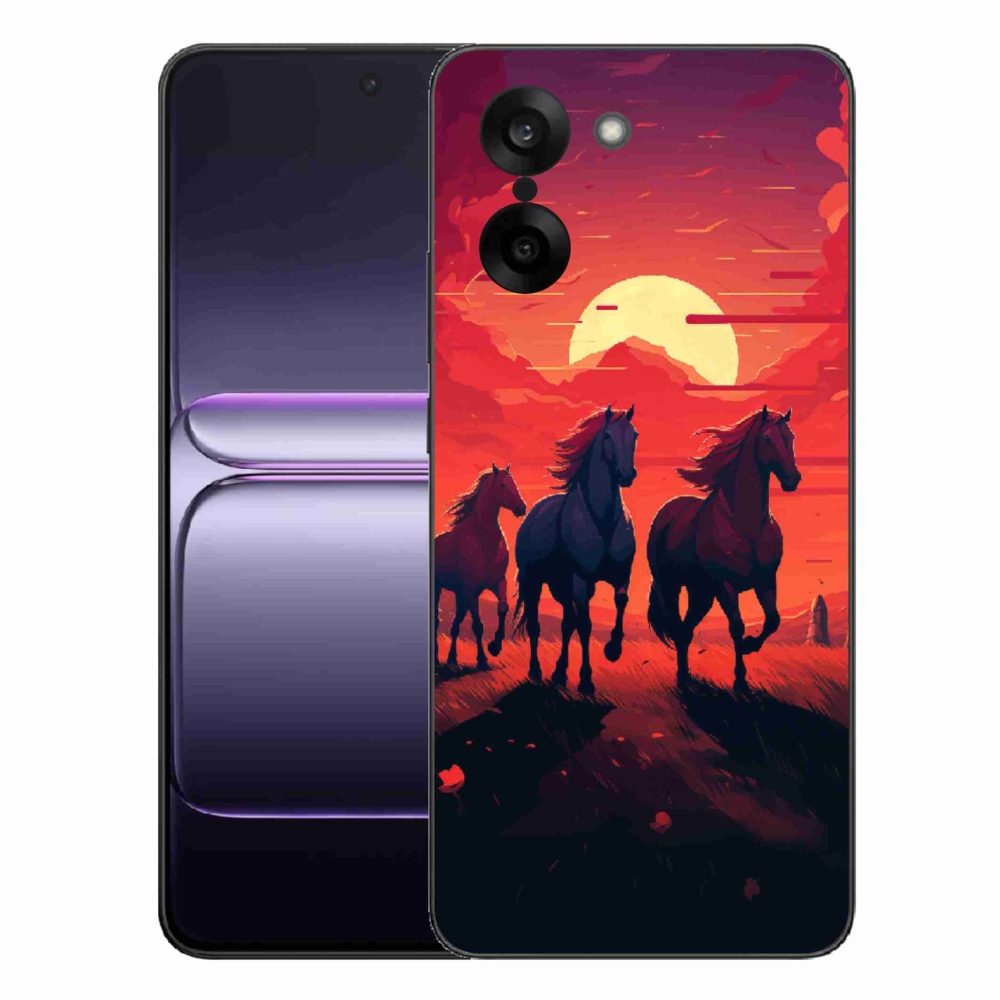 Gelový kryt mmCase na One Plus Nord CE5 - koně a západ slunce