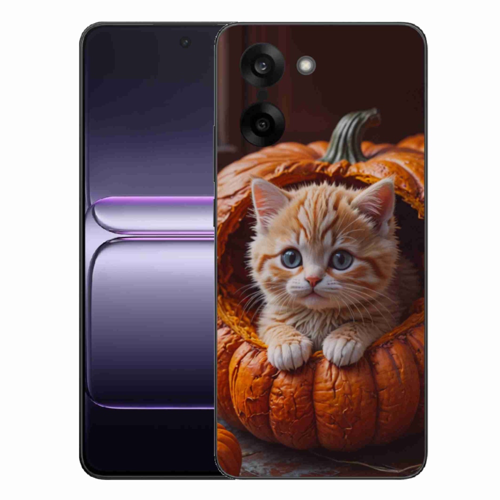 Gelový kryt mmCase na One Plus Nord CE5 - kotě a dýně 2