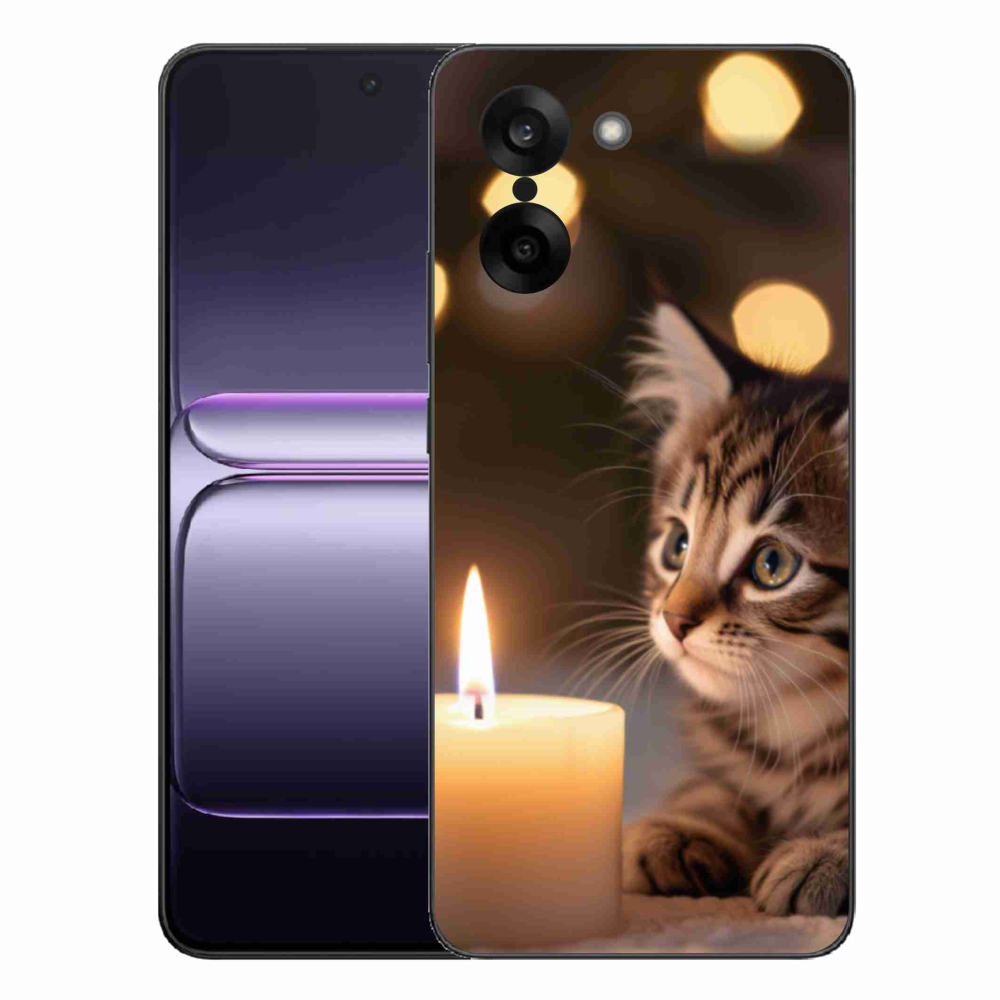 Gelový kryt mmCase na One Plus Nord CE5 - kotě a svíčka