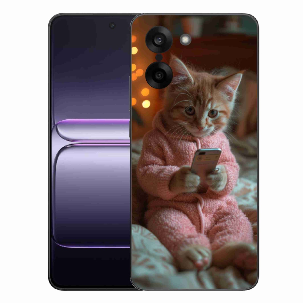 Gelový kryt mmCase na One Plus Nord CE5 - kotě s mobilem