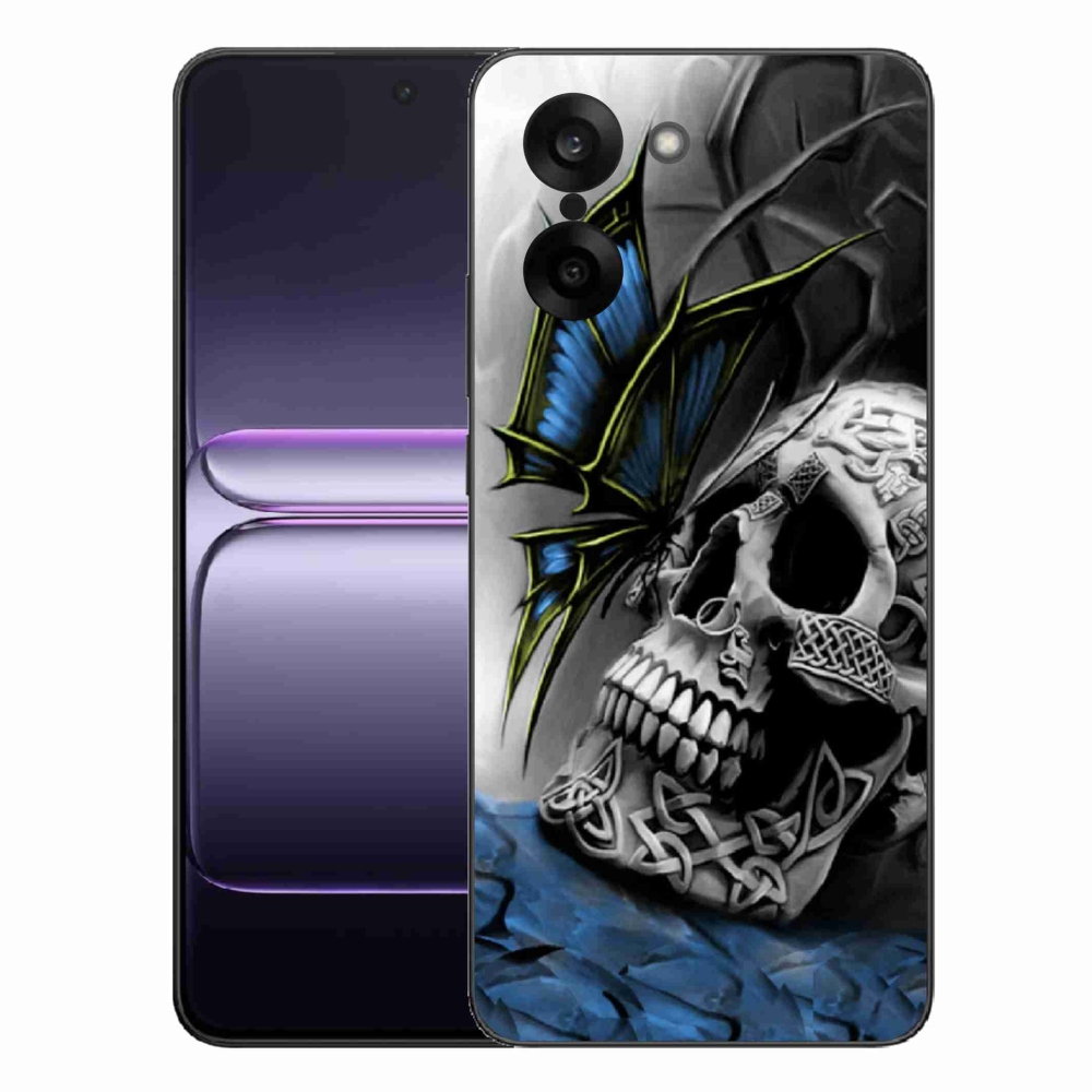 Gelový kryt mmCase na One Plus Nord CE5 - motýl a lebka