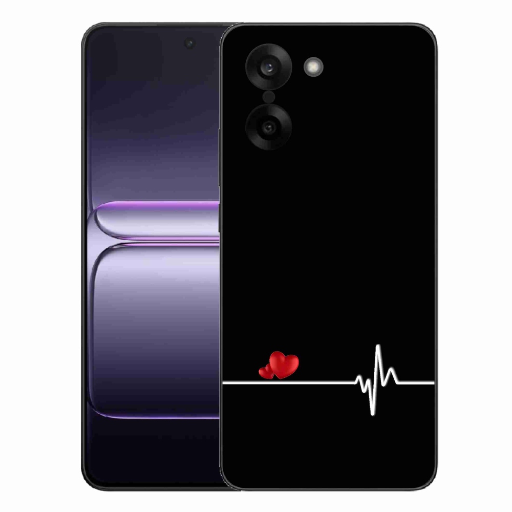 Gelový kryt mmCase na One Plus Nord CE5 - srdce a tep černé pozadí
