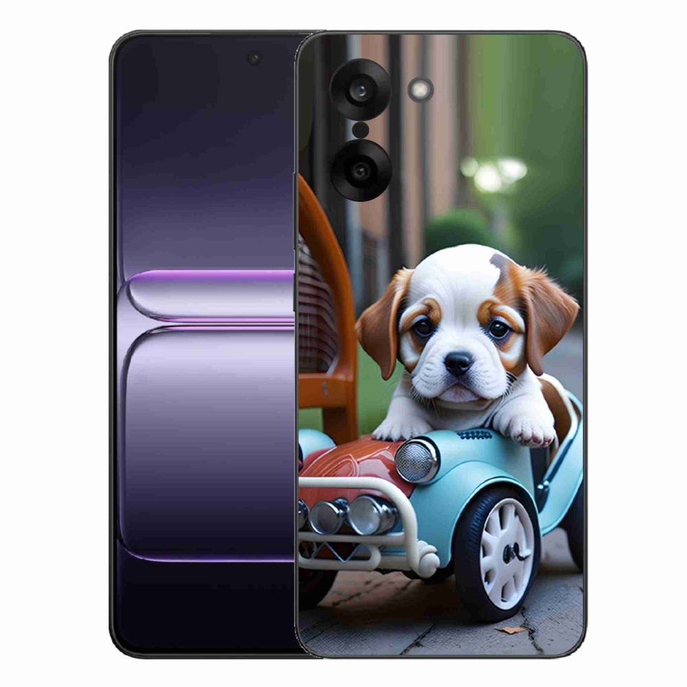 Gelový kryt mmCase na One Plus Nord CE5 - štěně v retro autě