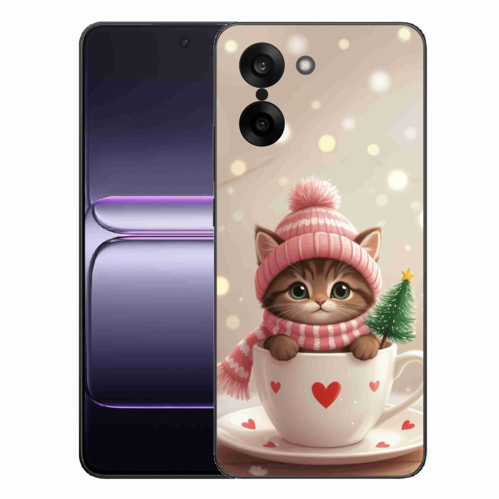 Gelový kryt mmCase na One Plus Nord CE5 - vánoční kotě v hrnku